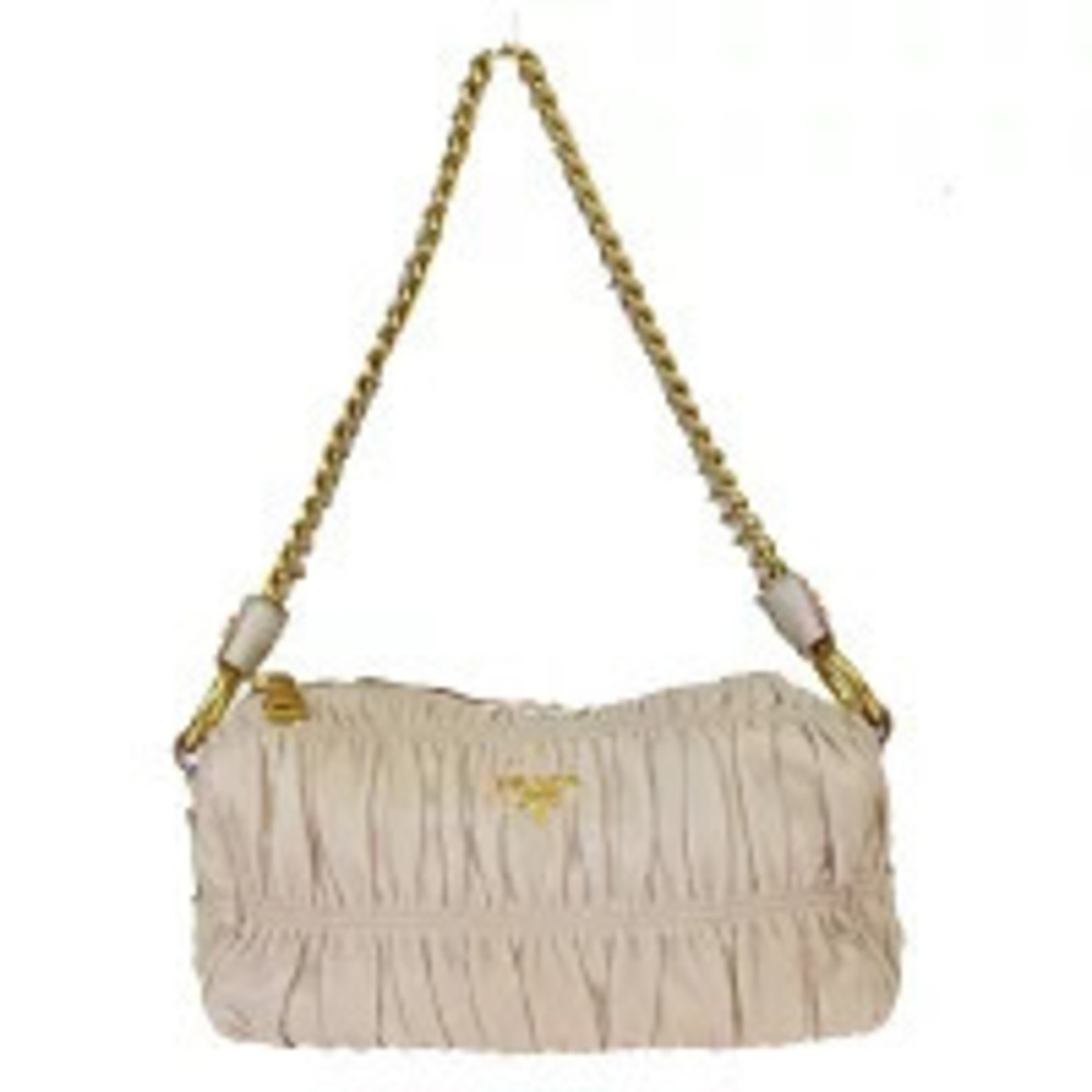 Prada Chain Leather Shoulder Bag Beige